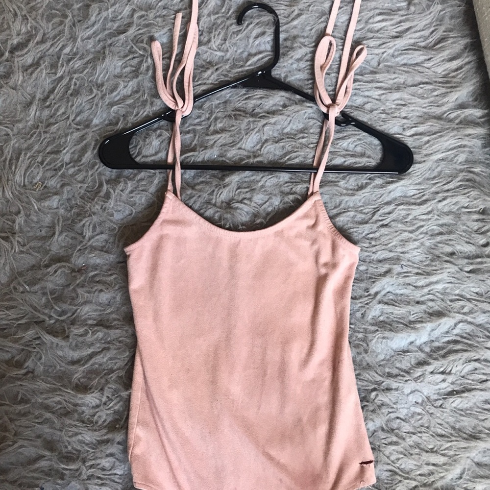Rose gold/ pink suede bodysuit with bowtie straps